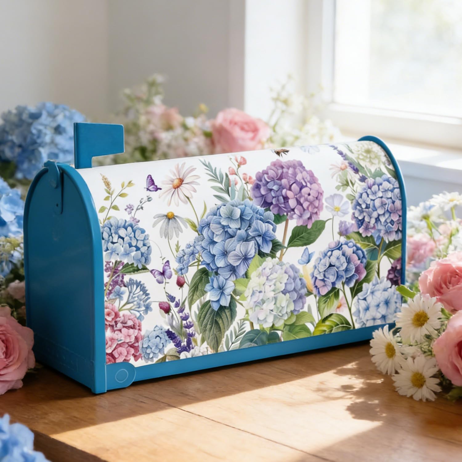 Inisajace butterfly details on hydrangea add nature-inspired charm.