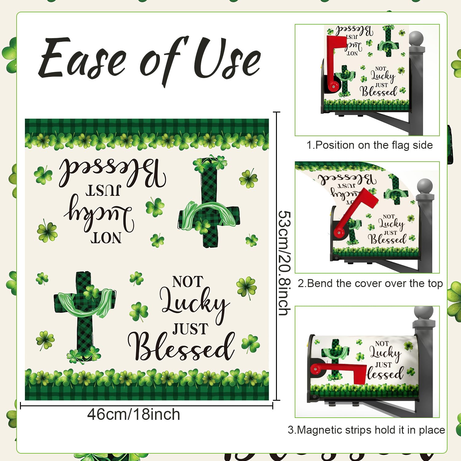 InIsaJace green plaid shamrock mailbox cover magnetic for quick outdoor setup