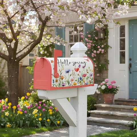 InIsaJace Hello Spring lettering adds a warm welcome for visitors.