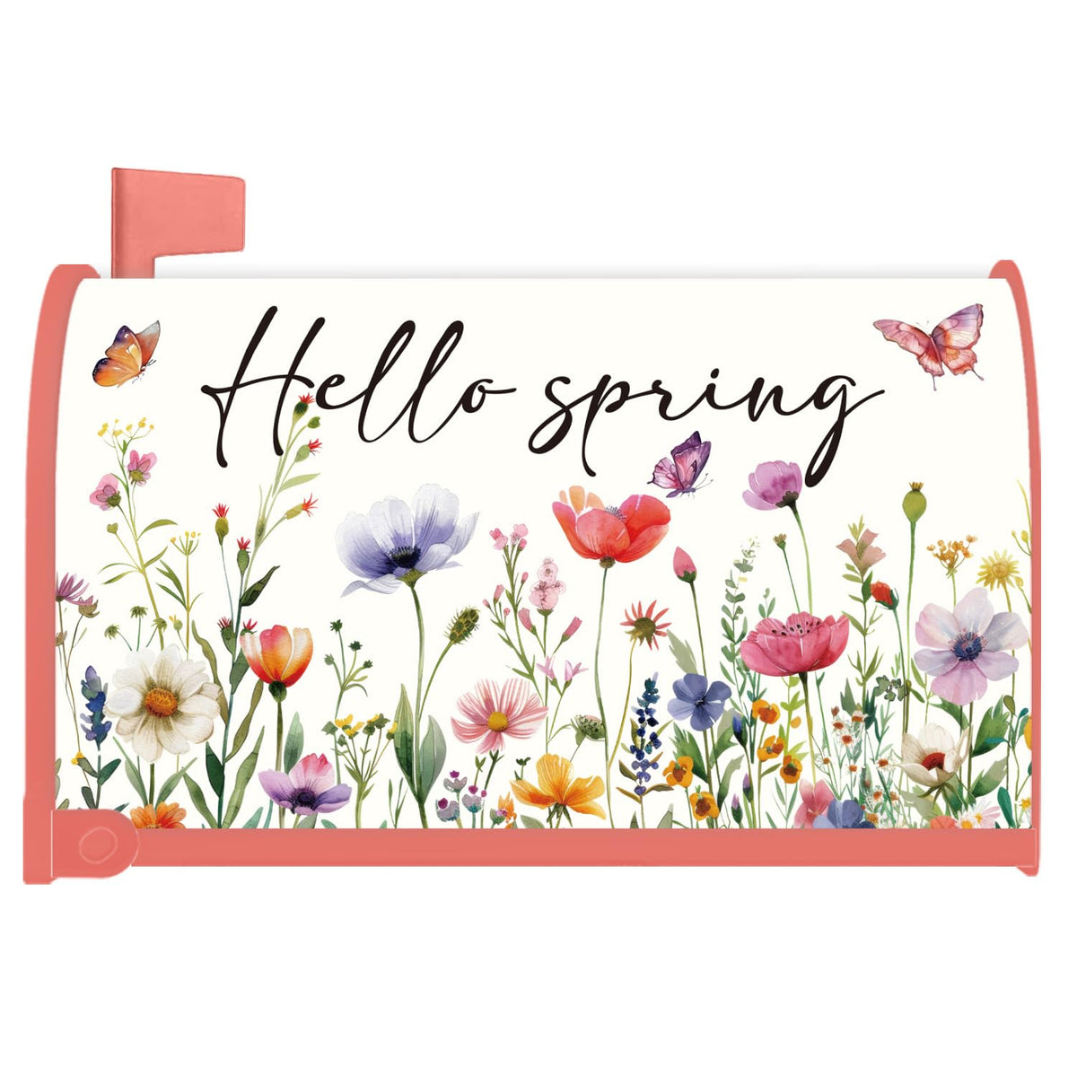 InIsaJace Hello Spring wildflower cover on mailbox front enhances curb appeal.