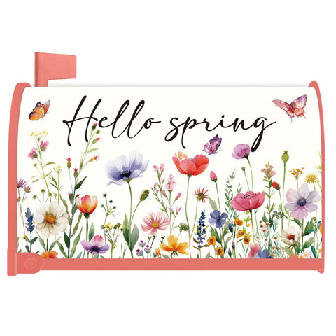 InIsaJace Hello Spring wildflower cover on mailbox front enhances curb appeal.