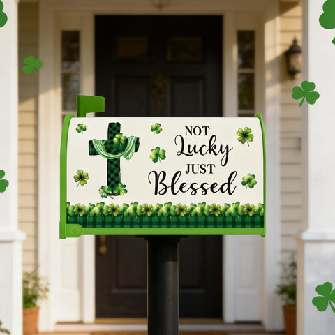 InIsaJace not-lucky-just-blessed phrase mailbox wrap adds festive charm