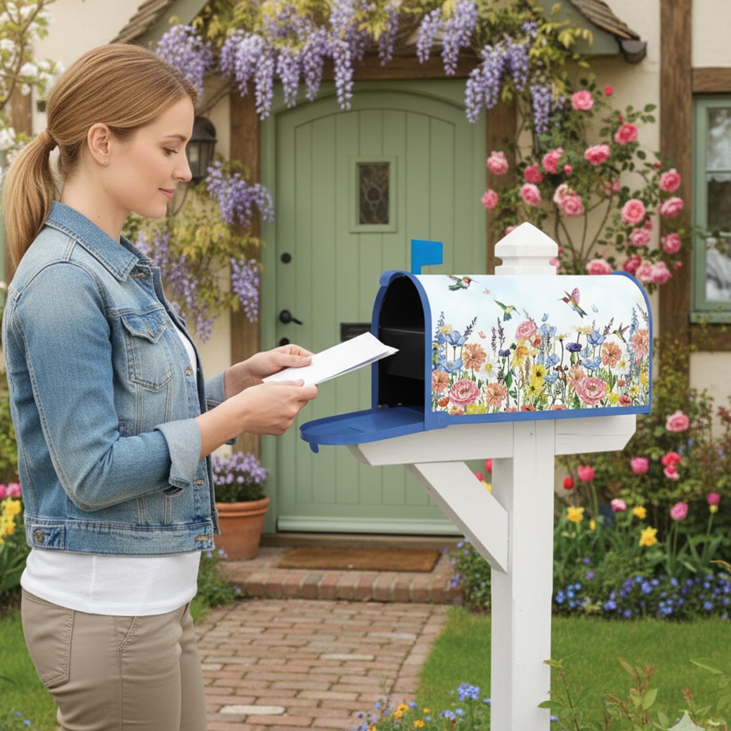 Inisajace spring mailbox cover enhances exterior display with seasonal flair