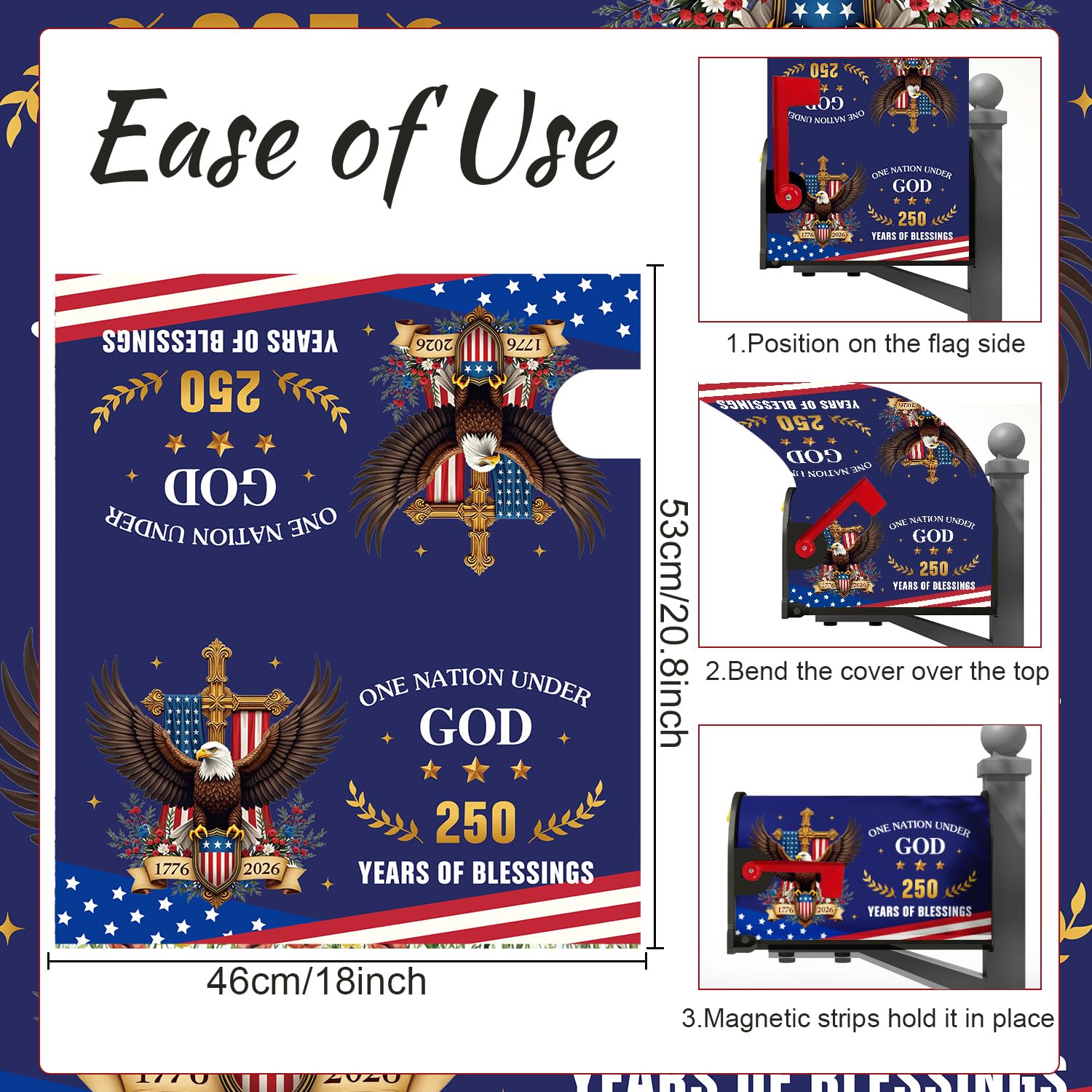 InIsaJace patriotic mailbox wrap on 18x21 standard size for smooth fit.