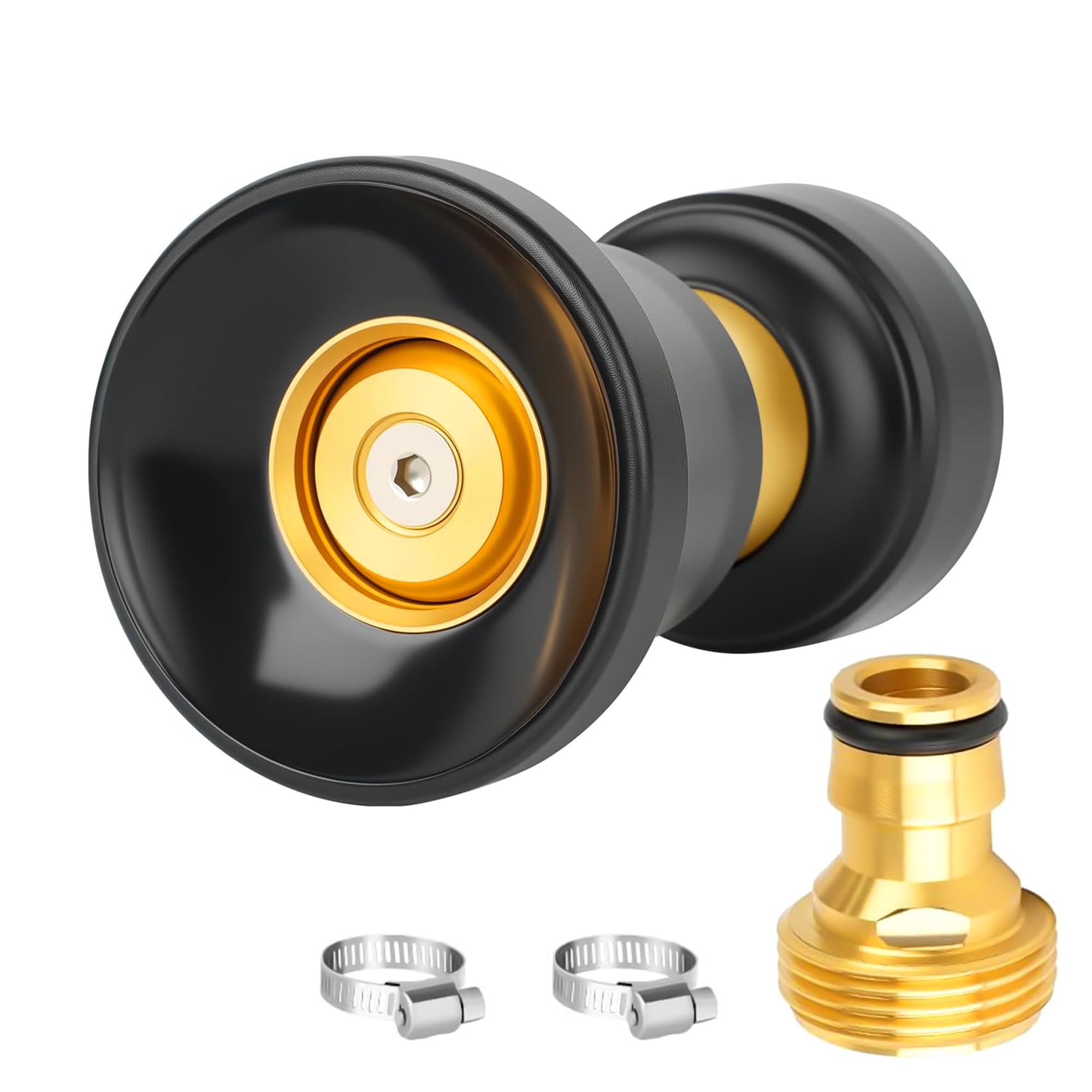 Iniscape brass adjustable-fire-hose-nozzle with adjustable spray patterns for versatile tasks.