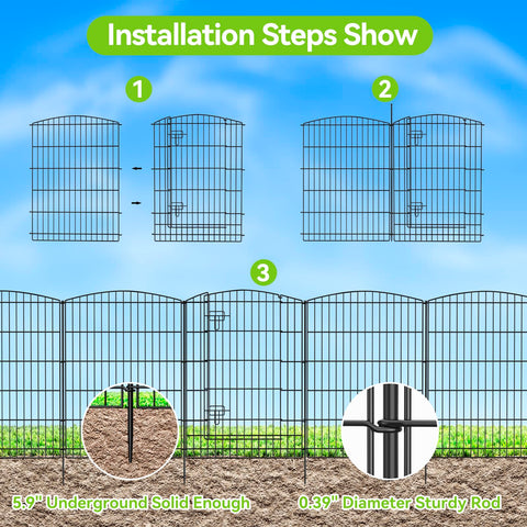 INJOPEXI no-dig rustproof metal fence protecting plants outdoors