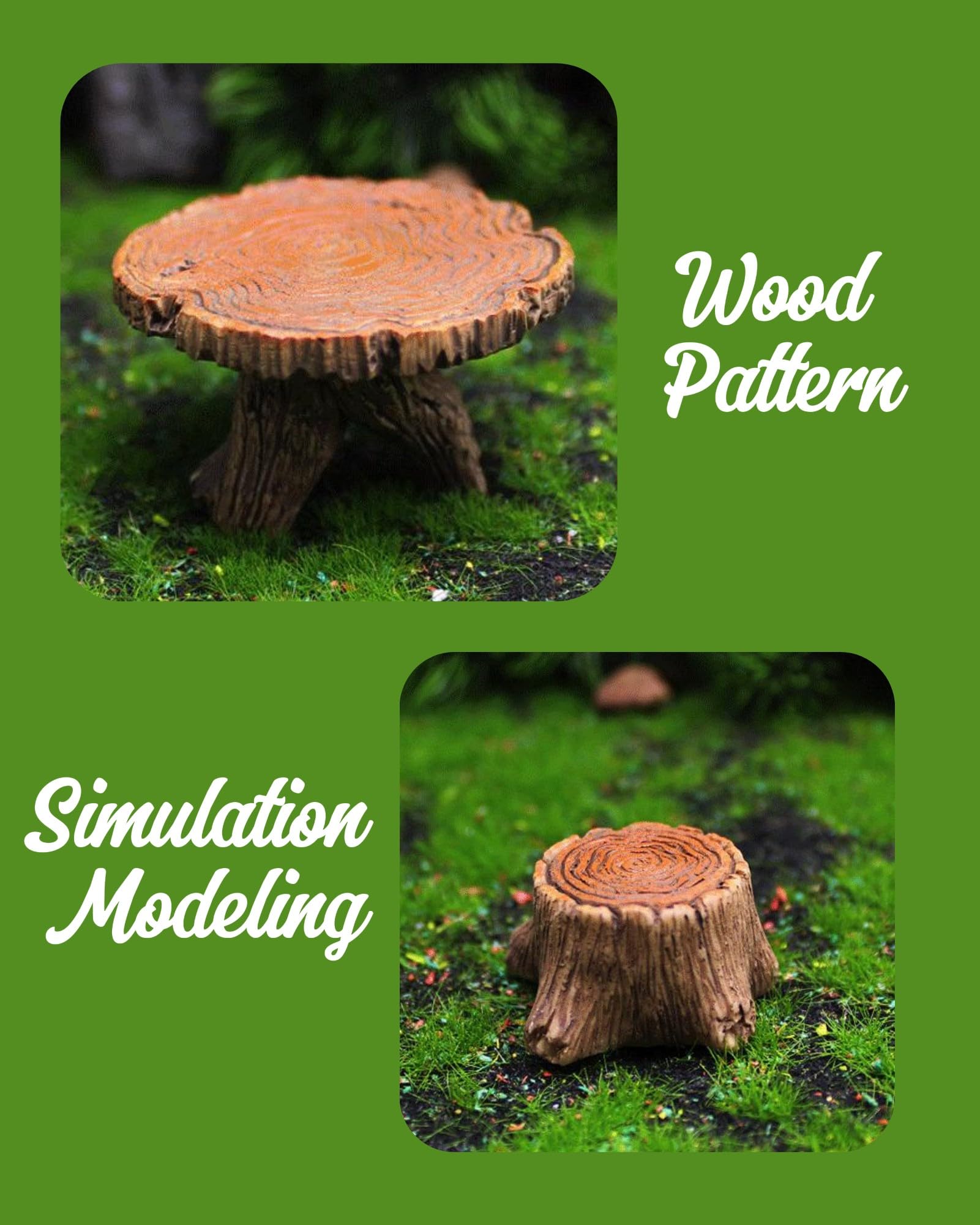 Inkaove miniature stump-4 durable resin ornament designed for gardens.