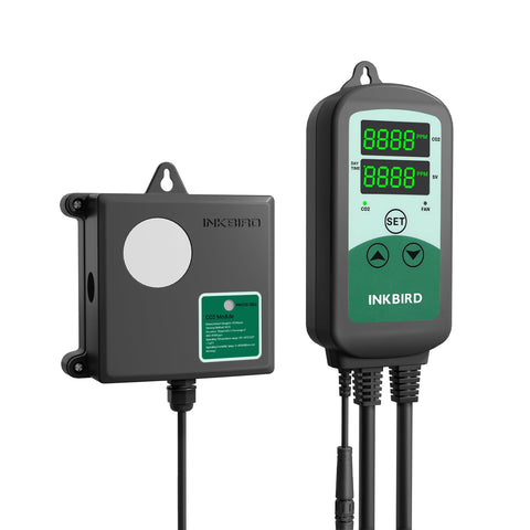 Inkbird ICC-510 front view shows dual outputs for CO2 and ventilation