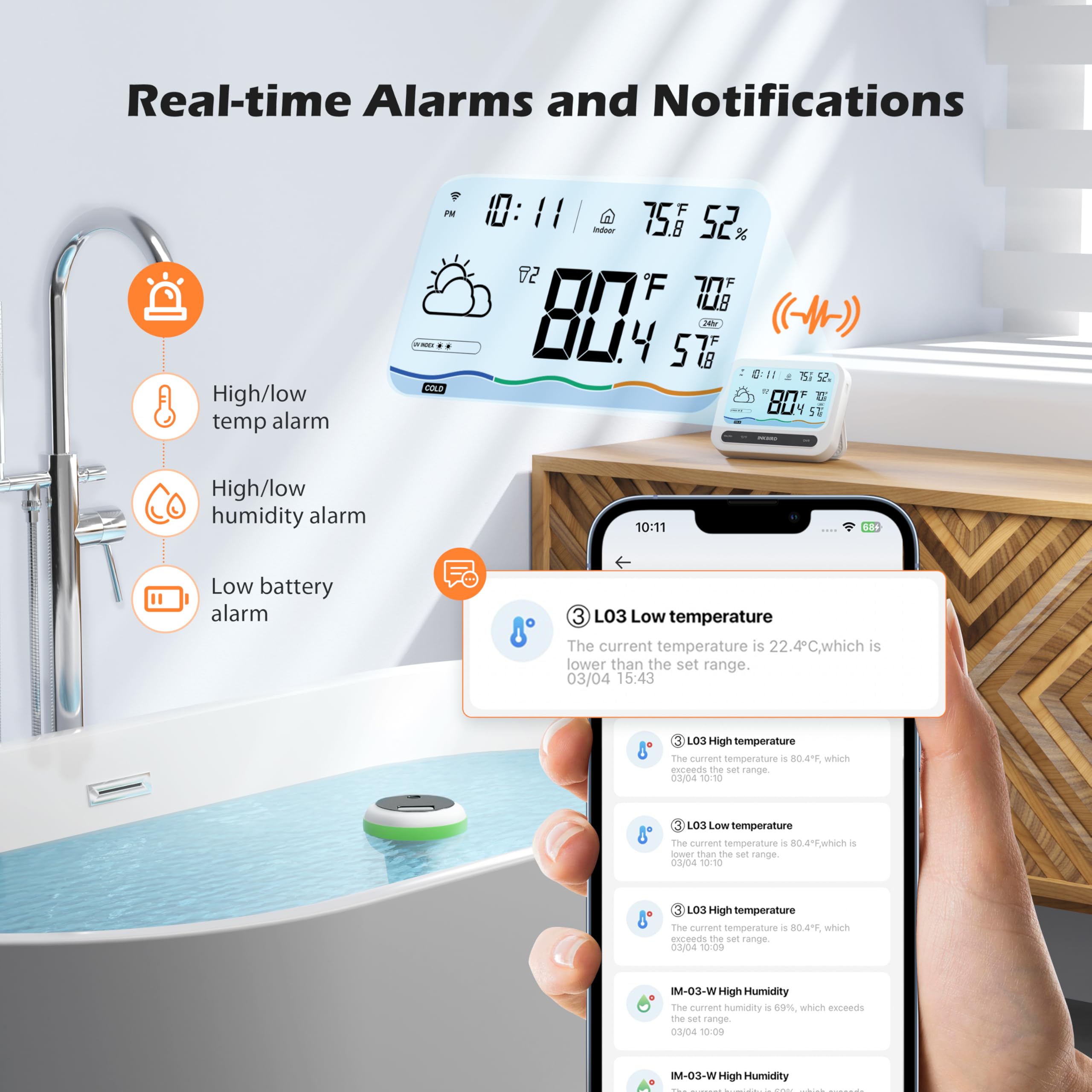 Inkbird indoor humidity readout supports home environmental awareness.