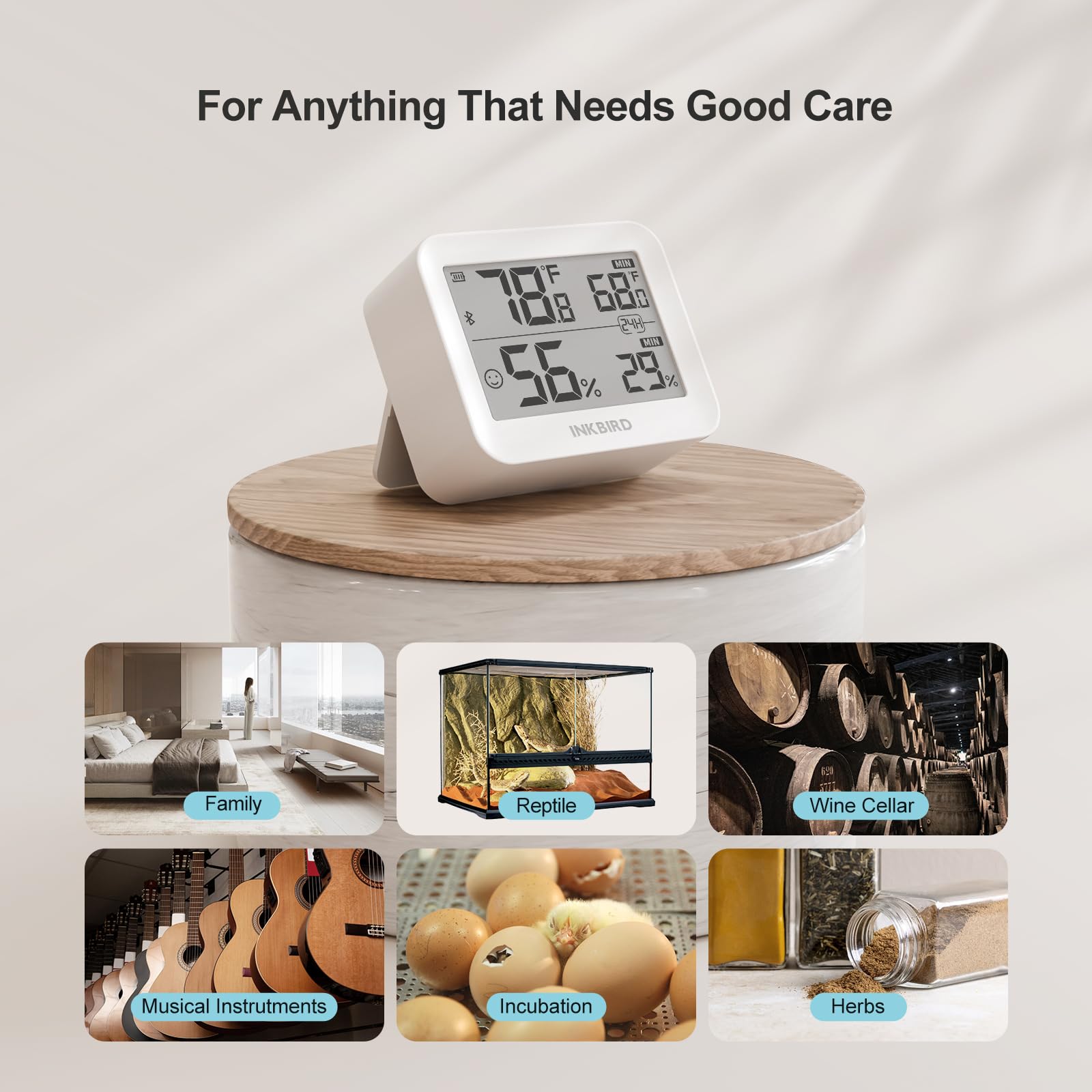 Inkbird ITH-13-B smart app control screen emphasizes instant alerts and data access