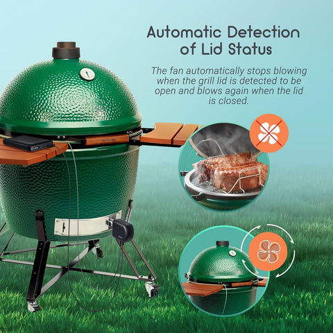 Lid detector feature showing automatic fan pause when lid is opened