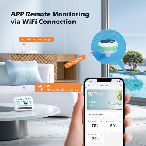 Inkbird water temperature readout for pool and tub use.