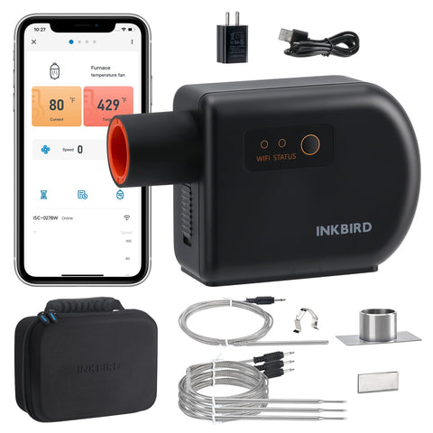 Inkbird WiFi Bluetooth temperature controller front view for remote grill control