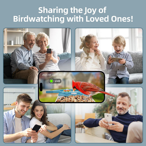INKCKU Two-Way Audio and remote sharing let family enjoy bird visits together.
