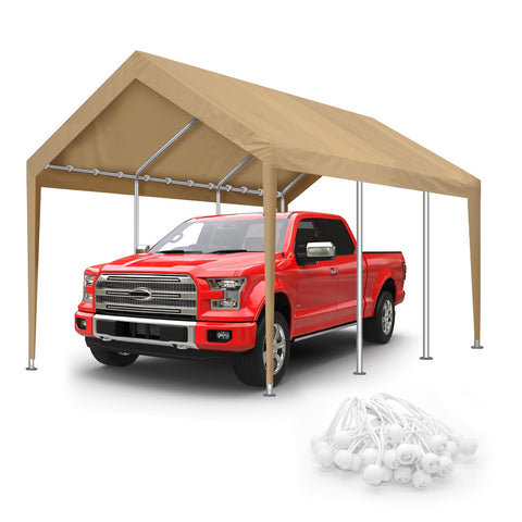 Inmeilifus carport cover beige 10x20 protecting the vehicle from sun and rain