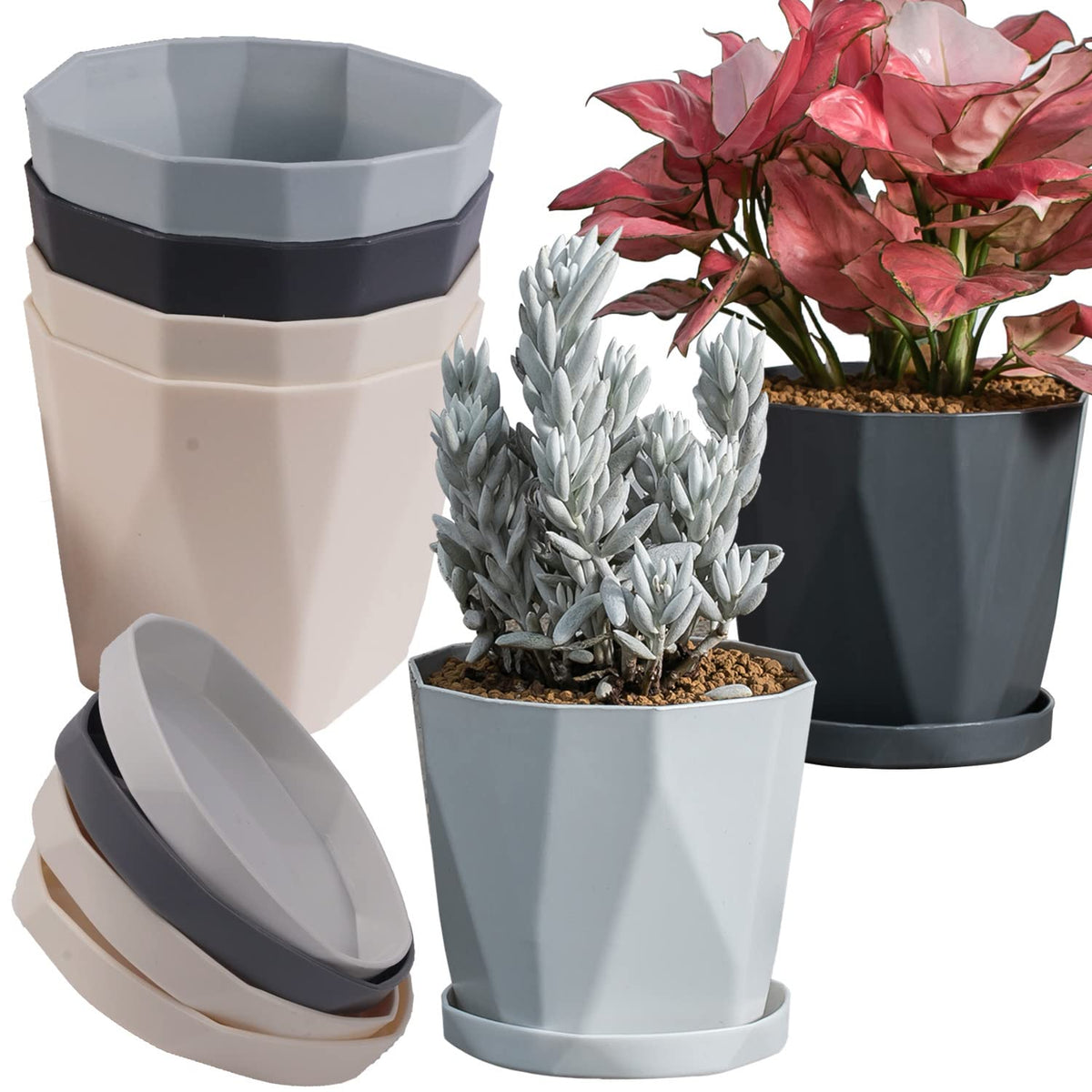InmeRun 5-inch diamond-shaped pot, inner view showing generous opening for easy planting.