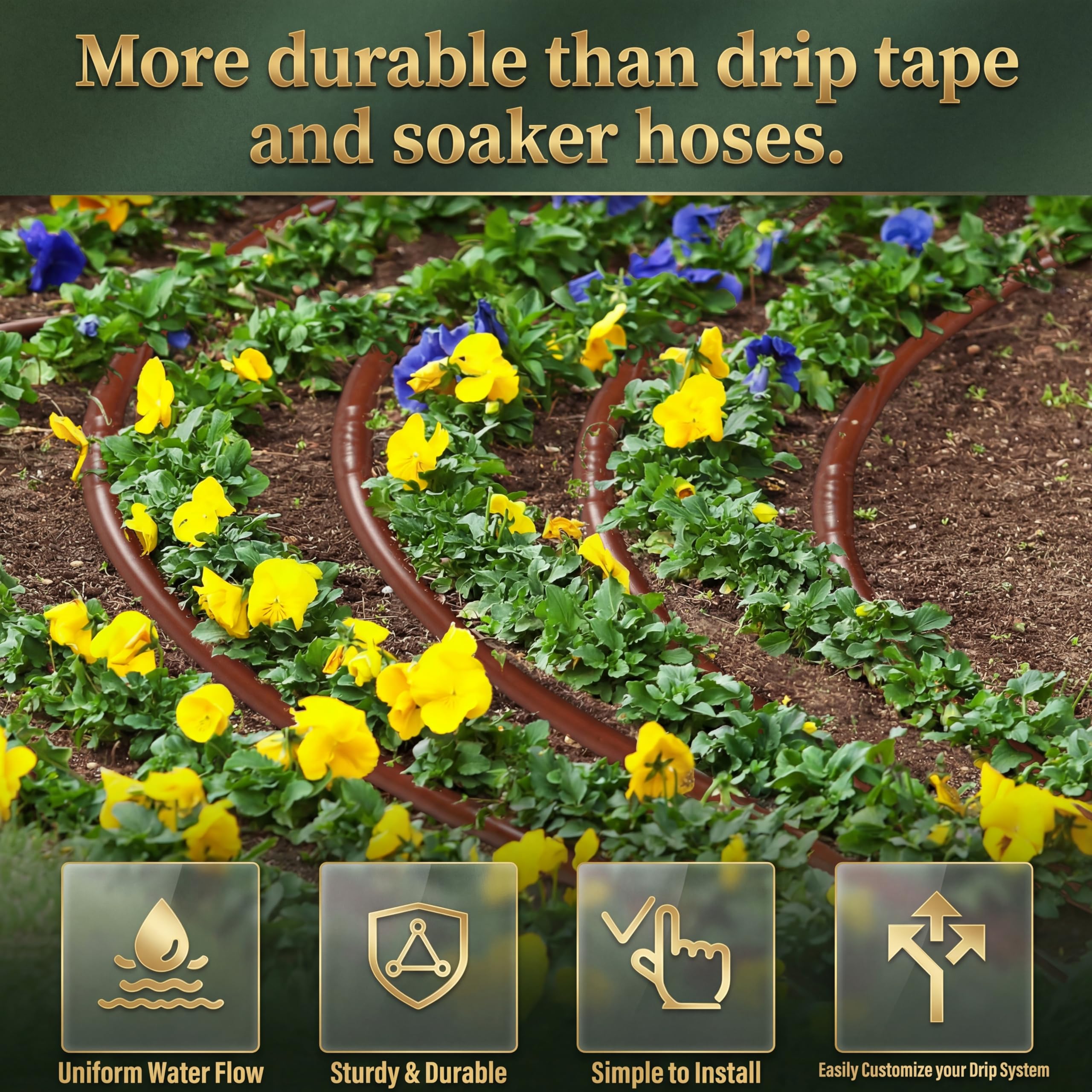 Innconee tubing ideal for dense plantings ensuring full saturation.