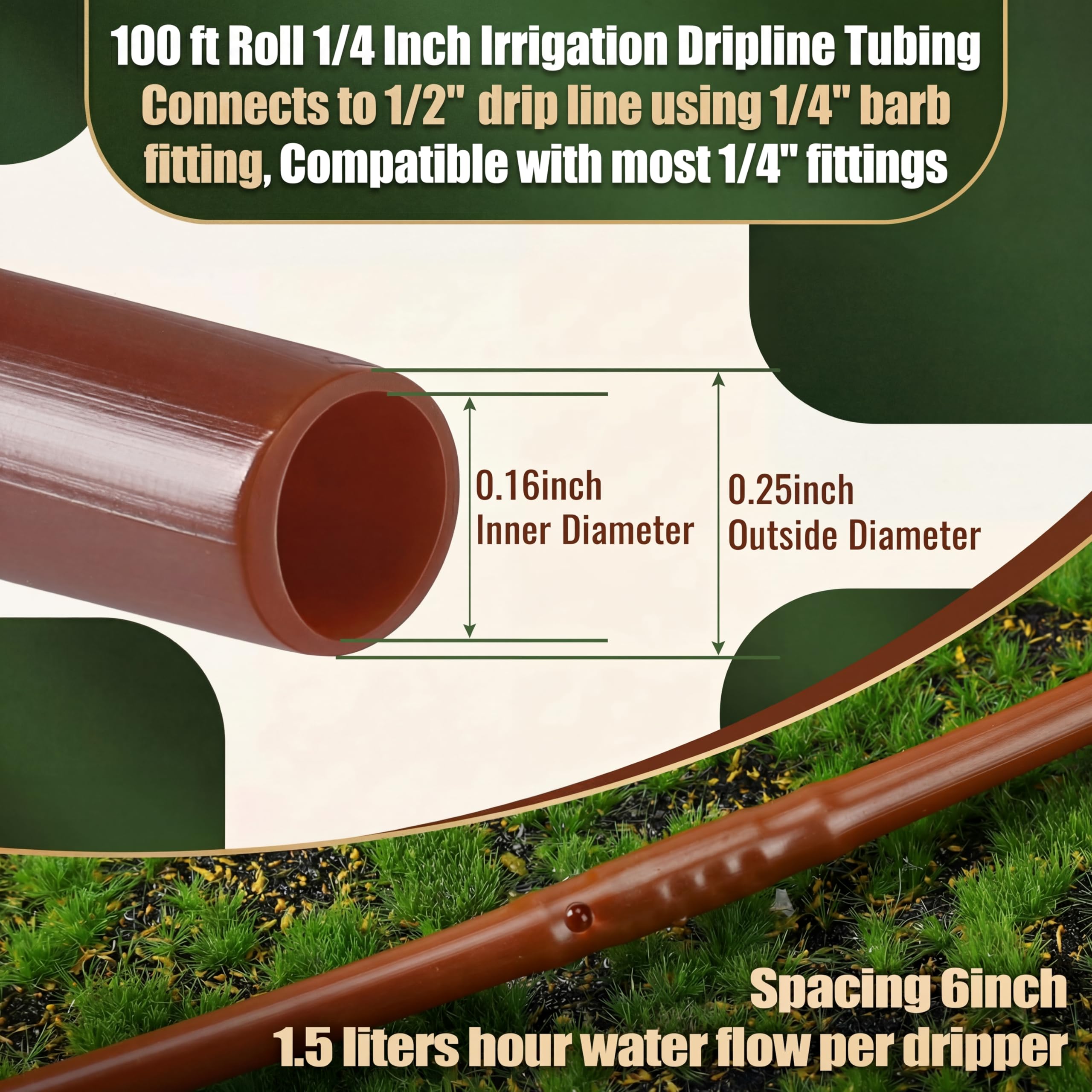 Innconee UV-resistant polyethylene tubing withstands outdoor use.