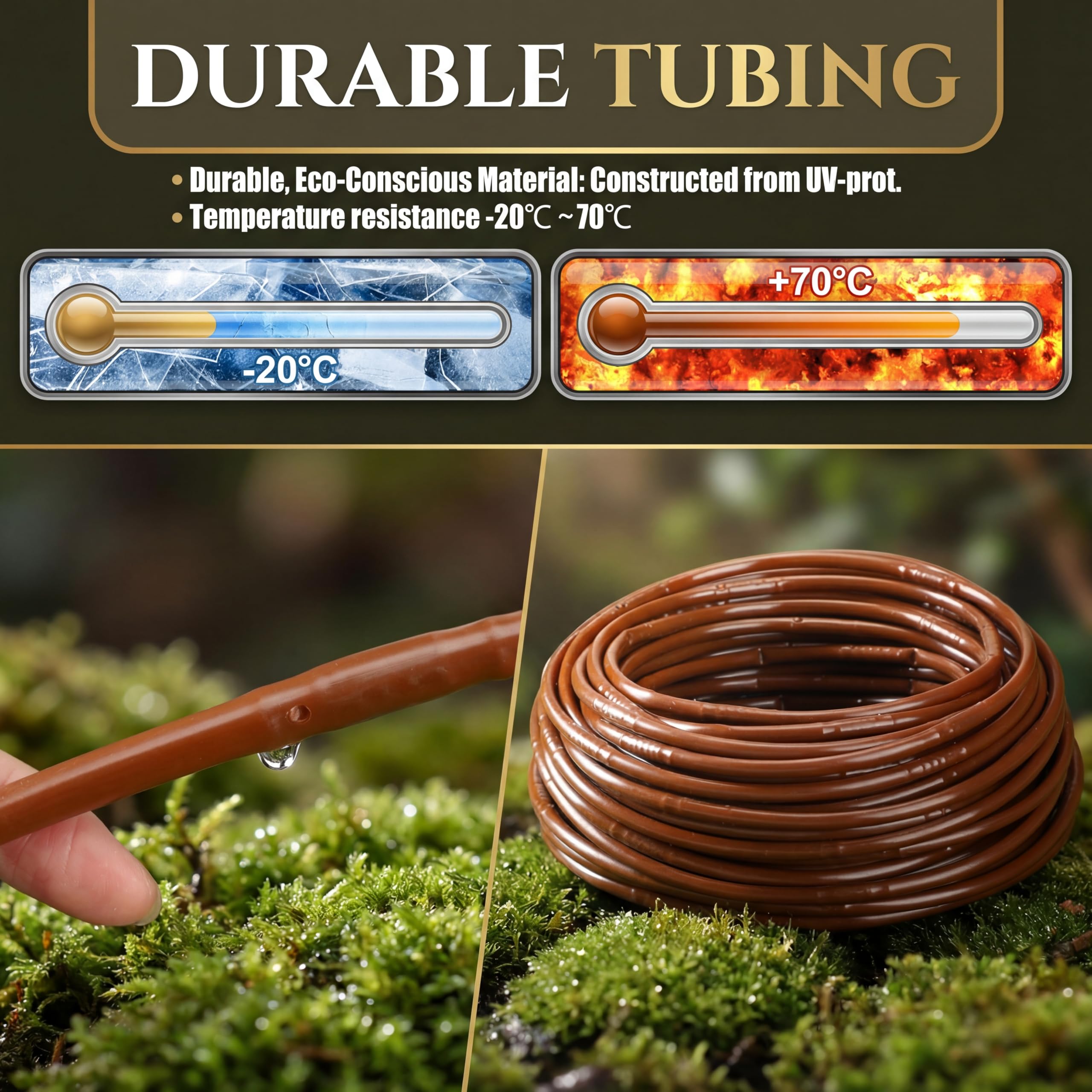 Innconee irrigation tubing supports precise watering in garden beds.