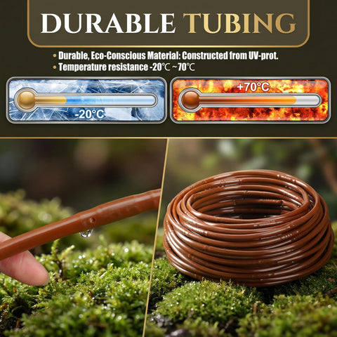 Innconee irrigation tubing supports precise watering in garden beds.