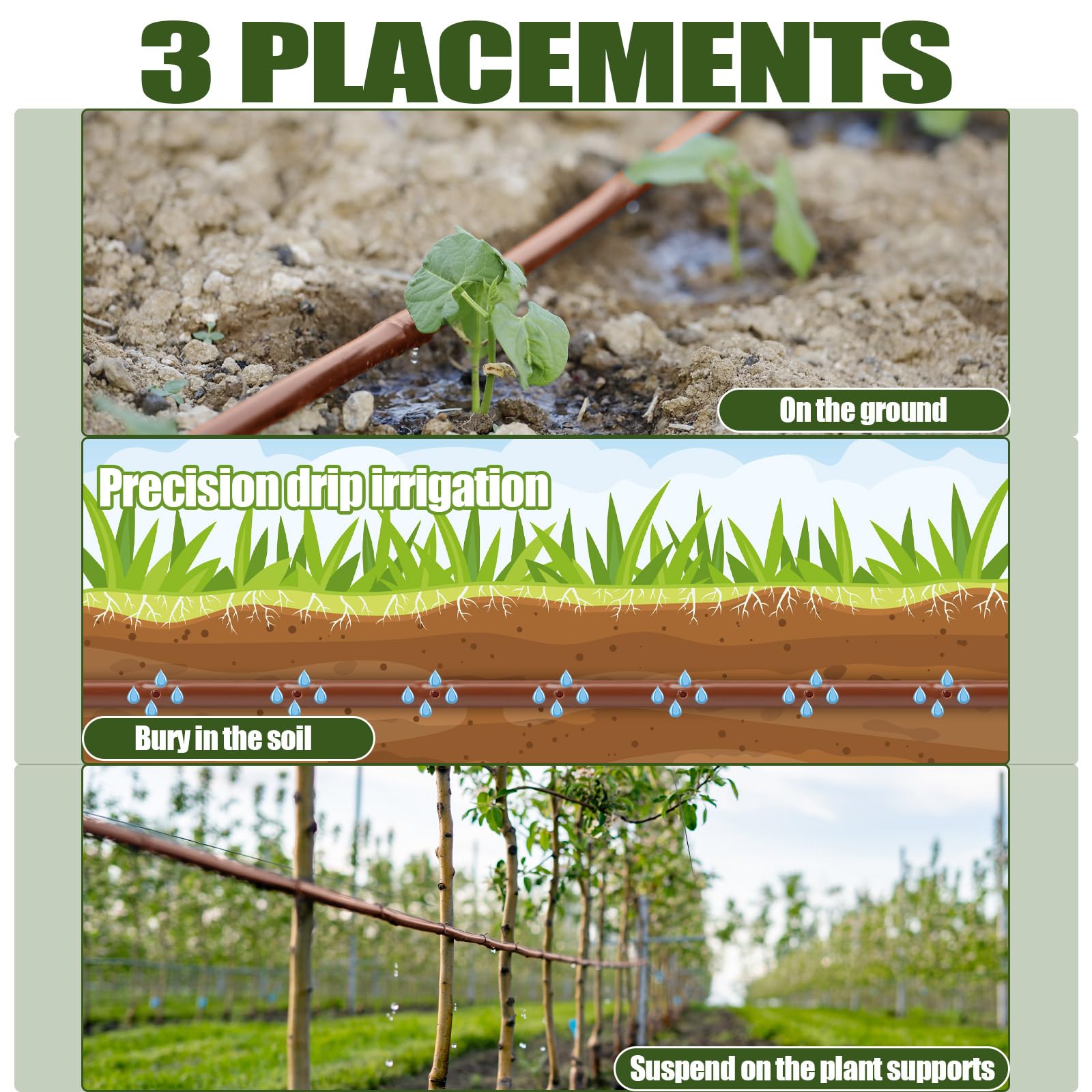 Innconee precise irrigation for dense plantings and raised beds