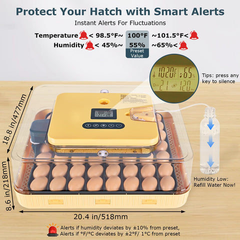 innhom smart alarm display: alerts for temperature or humidity deviations.