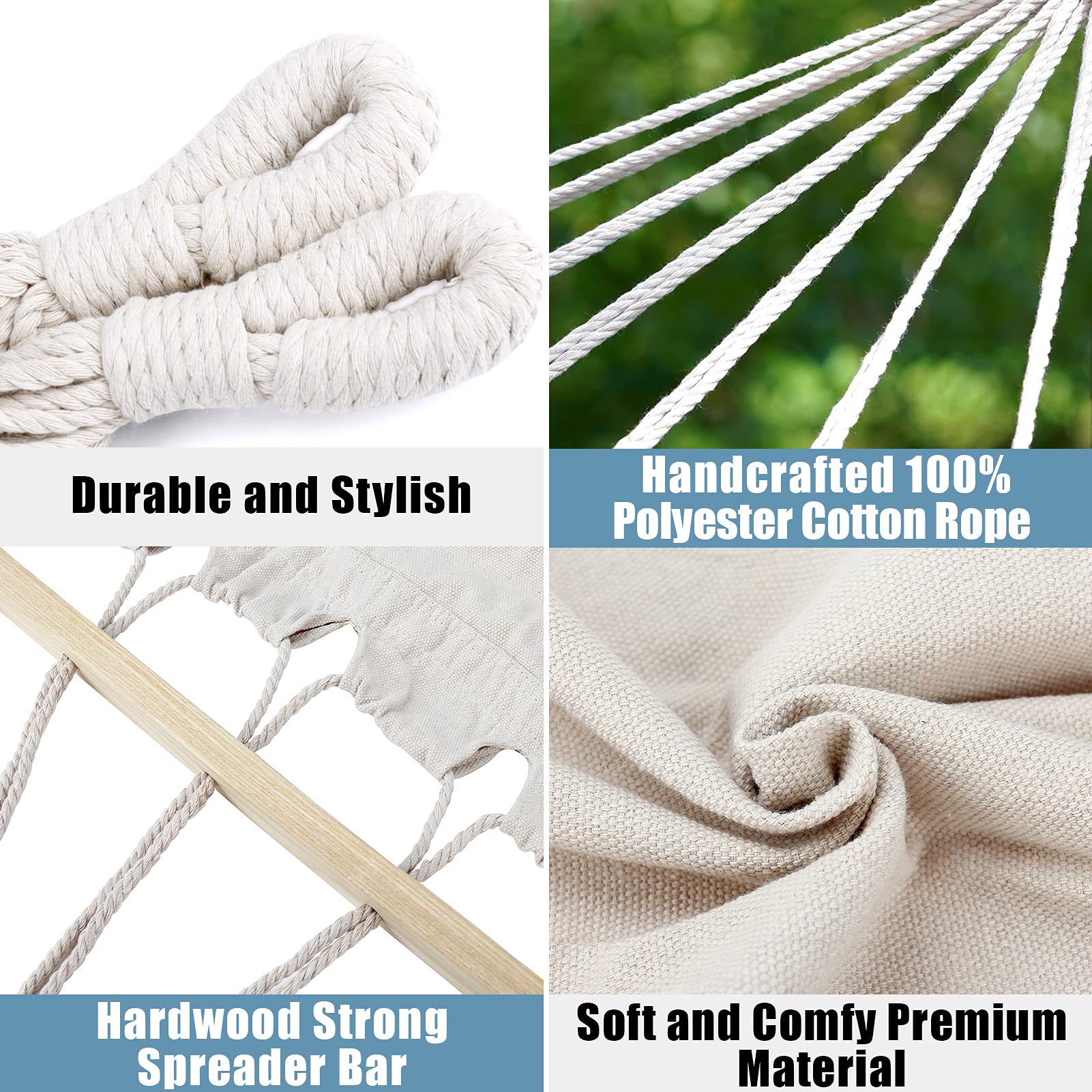 INNO STAGE rope hangers and knotted loops show durable construction.