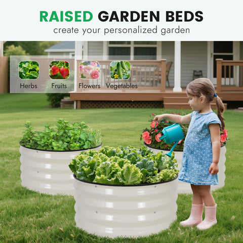 INNO STAGE herb planting in round galvanized bed