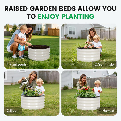 INNO STAGE stable base of round raised bed on flat ground