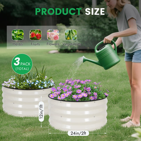 INNO STAGE round galvanized raised garden bed top view showing circular footprint