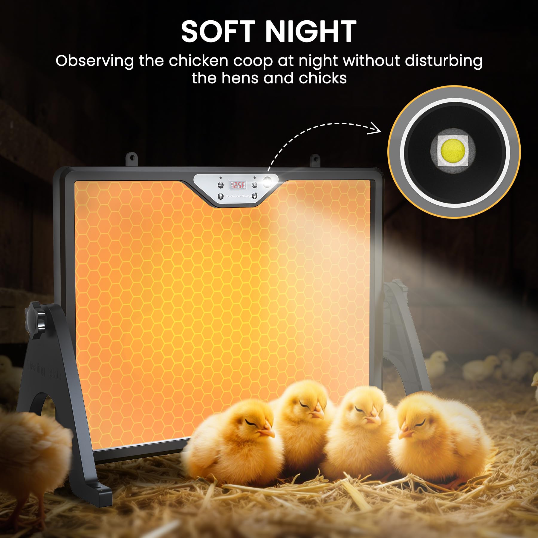 INNOLAND 360-degree rotatable heating panel directs heat as needed.