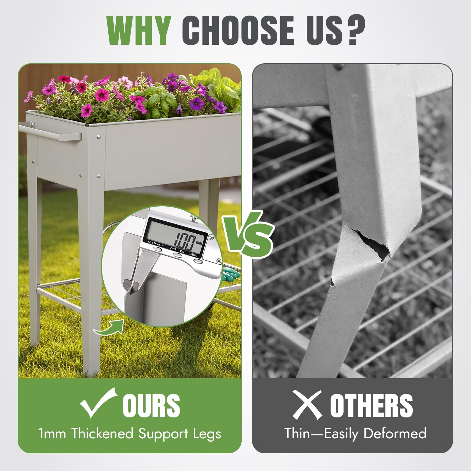 Drain hole promotes healthy soil drainage for vegetables and herbs.