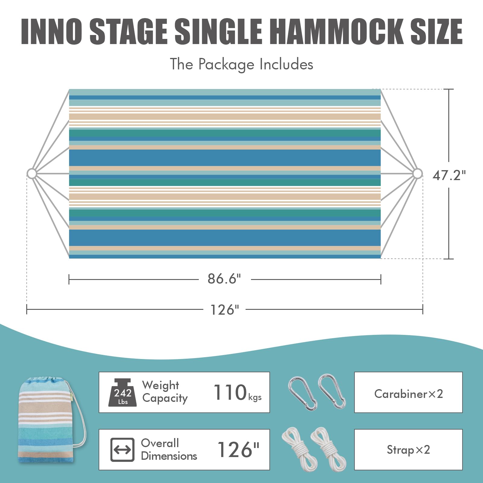 INNO STAGE hammock canvas material shows breathable comfort for lounging.