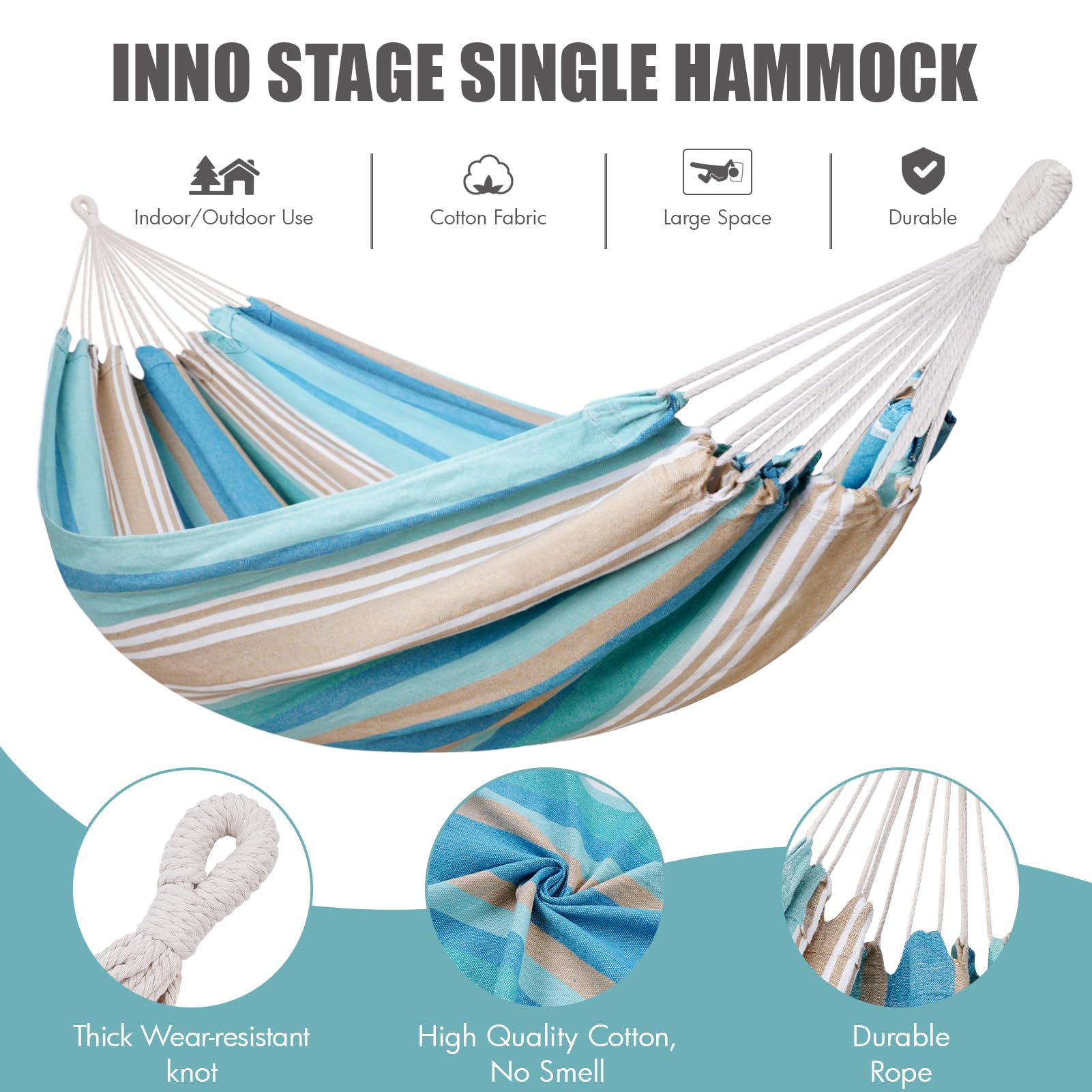 INNO STAGE 350g rope weave provides stable, safe sway for lounging.