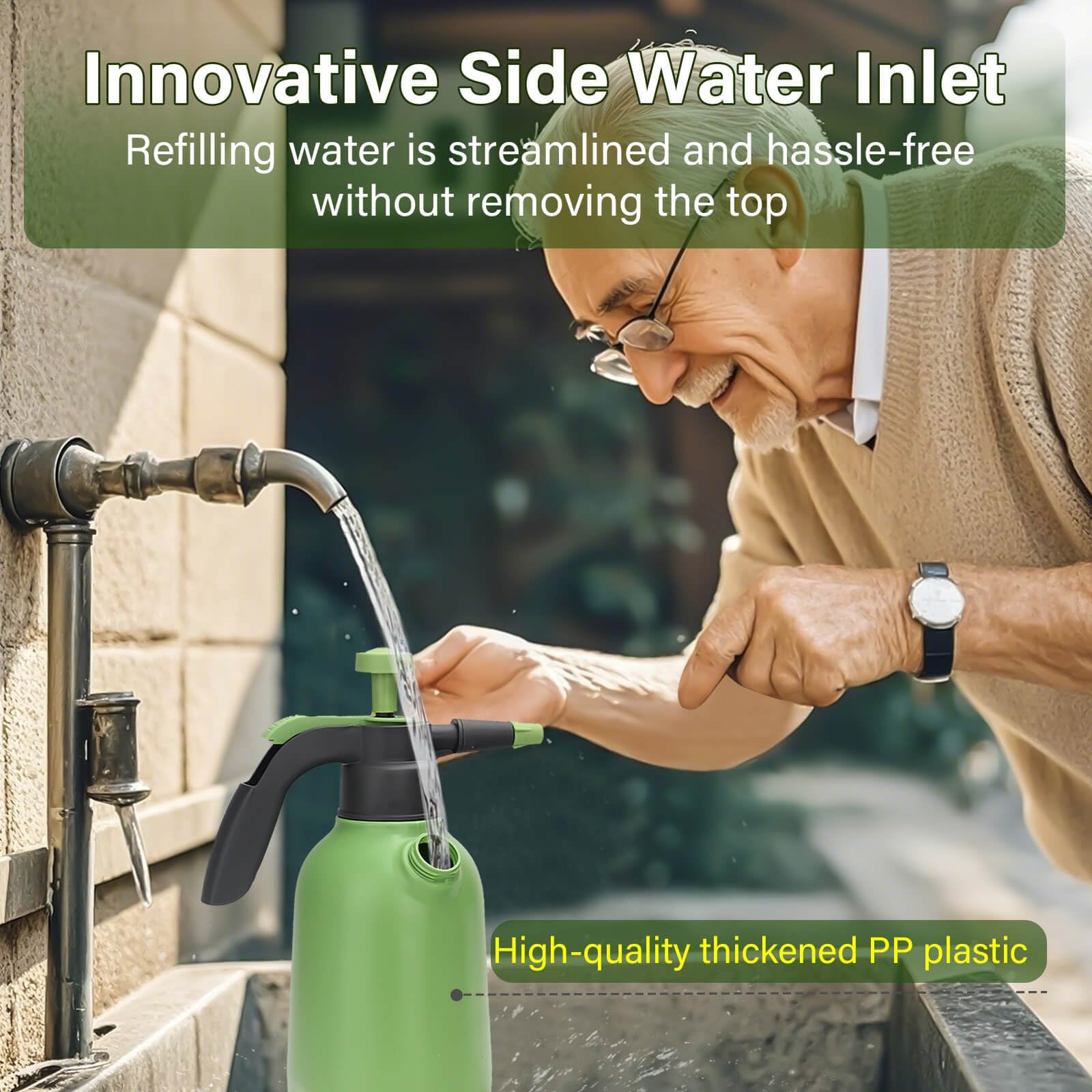 INNOVJOPRO sprayer clearly shows water level for precise mixing and refilling