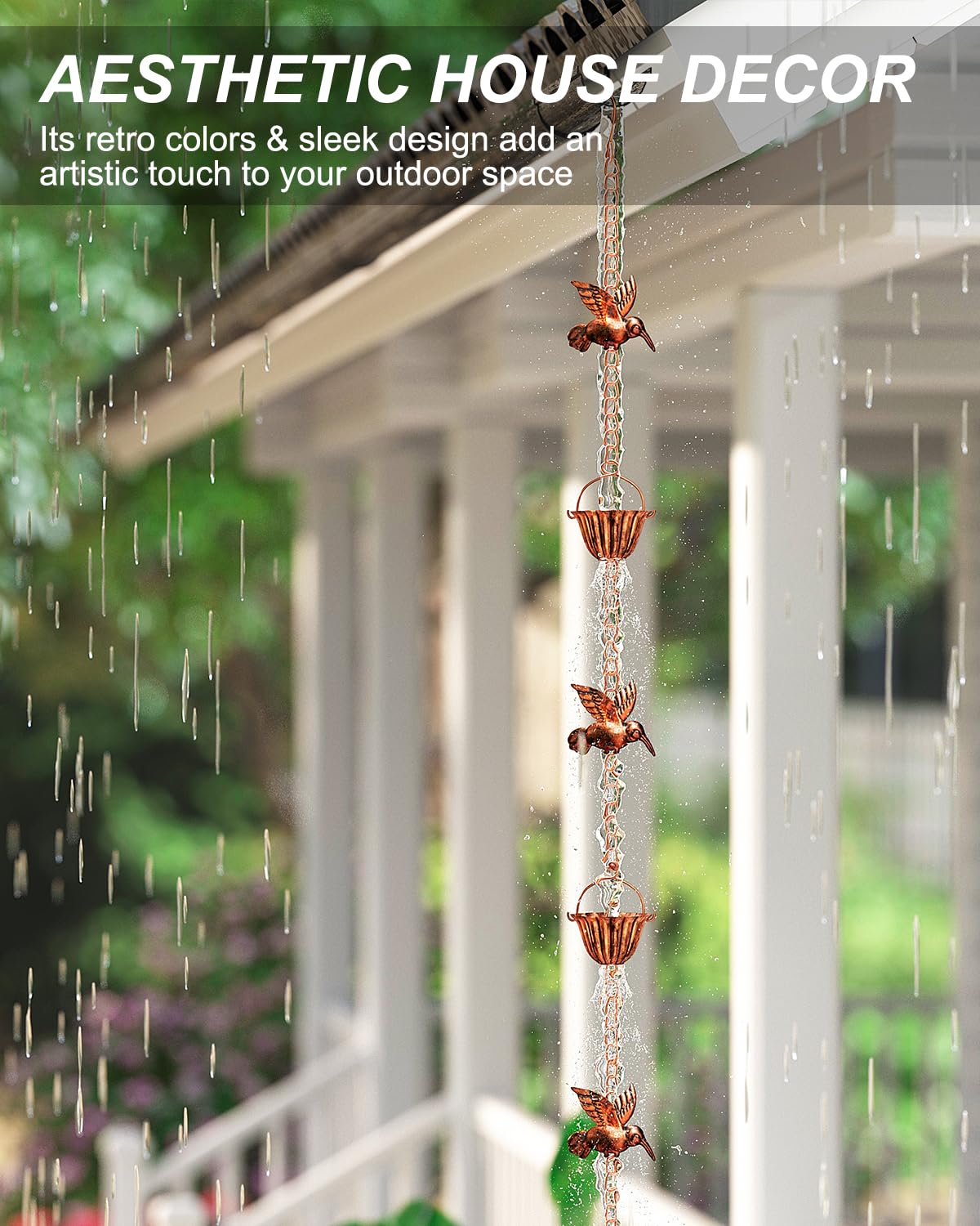 INNOWARMER bronze-finish rain chain combines durability with classic garden style.