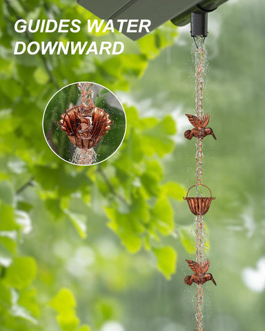 INNOWARMER rain chain features anti-rust coating for seasonal outdoor use.