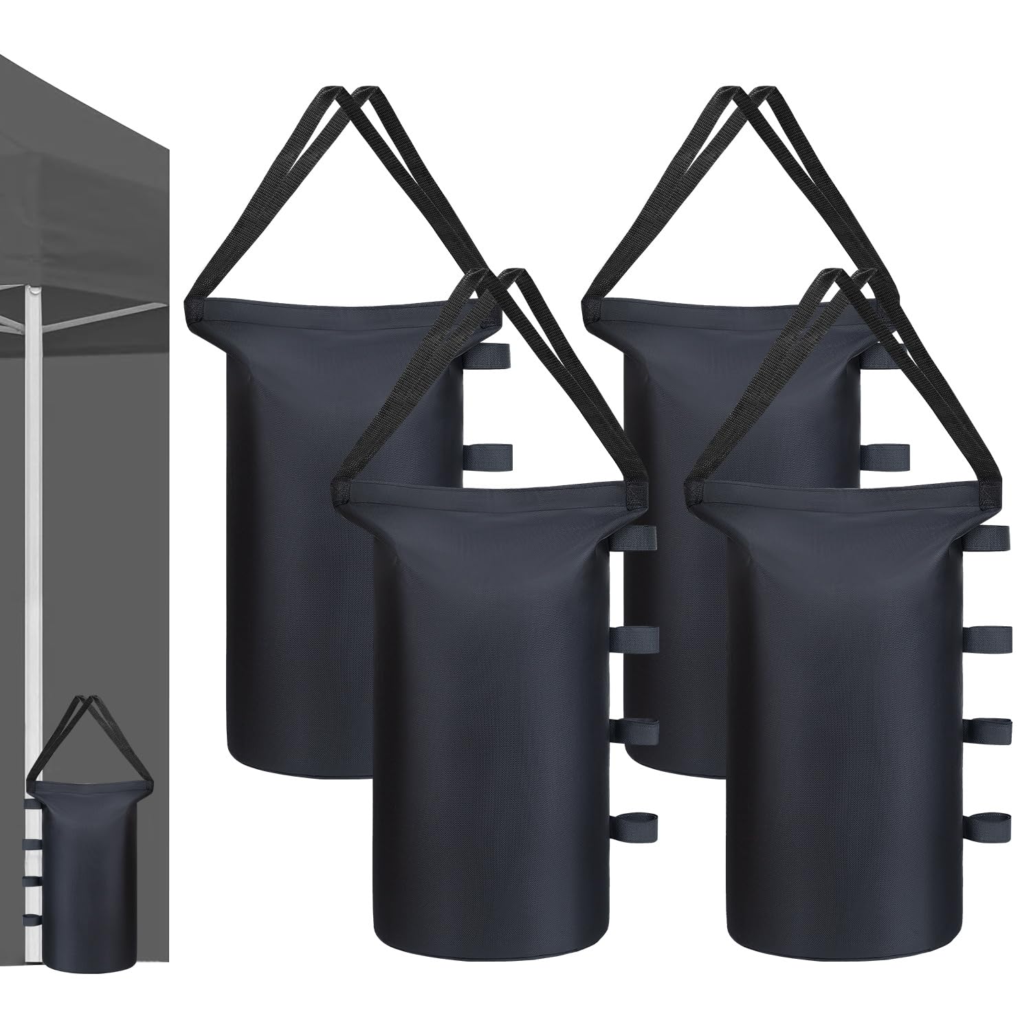 Inntop canopy weights 200lbs four-pack secured to a tent leg for stable setup