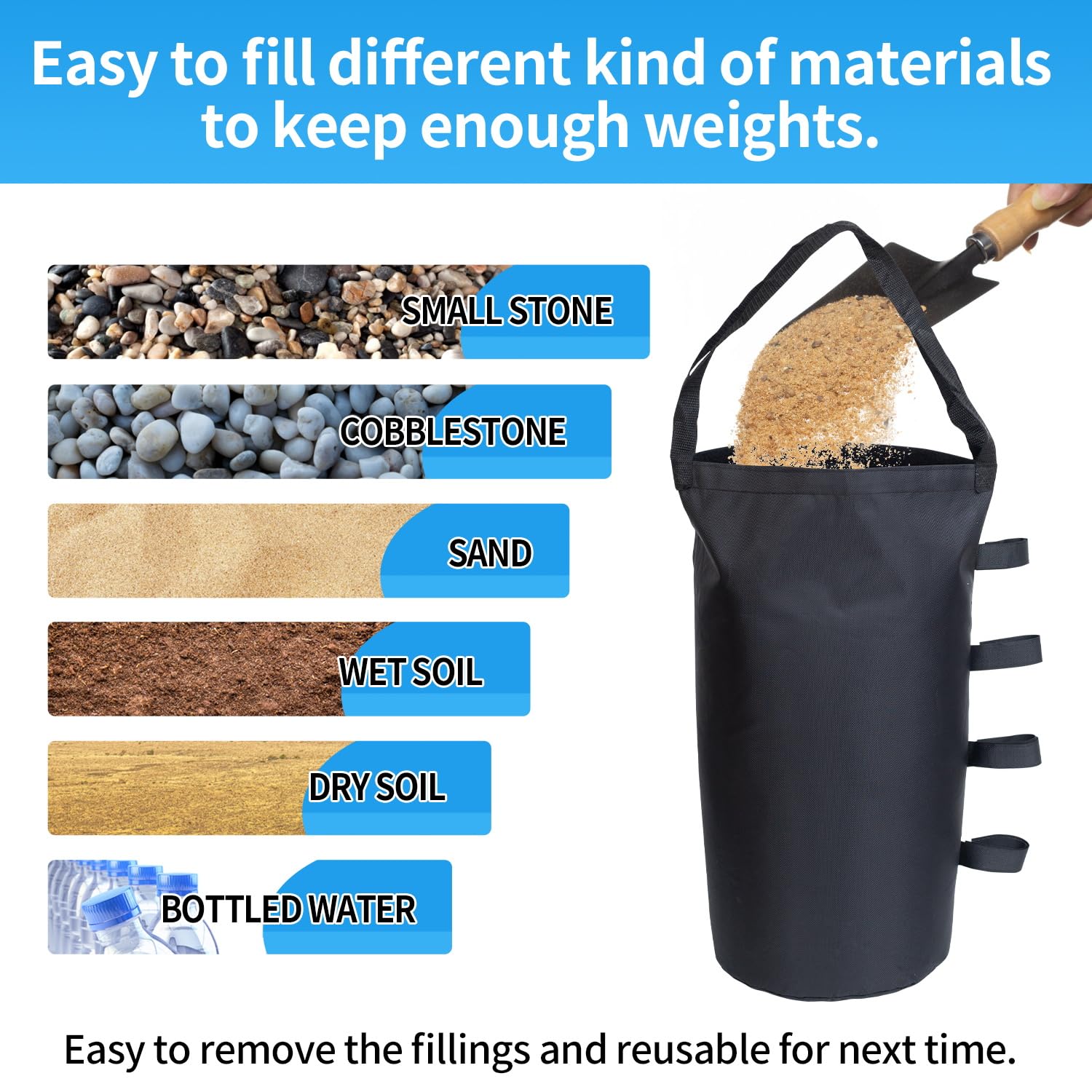 Inntop easy-fill canopy sandbags with a large opening for fast loading