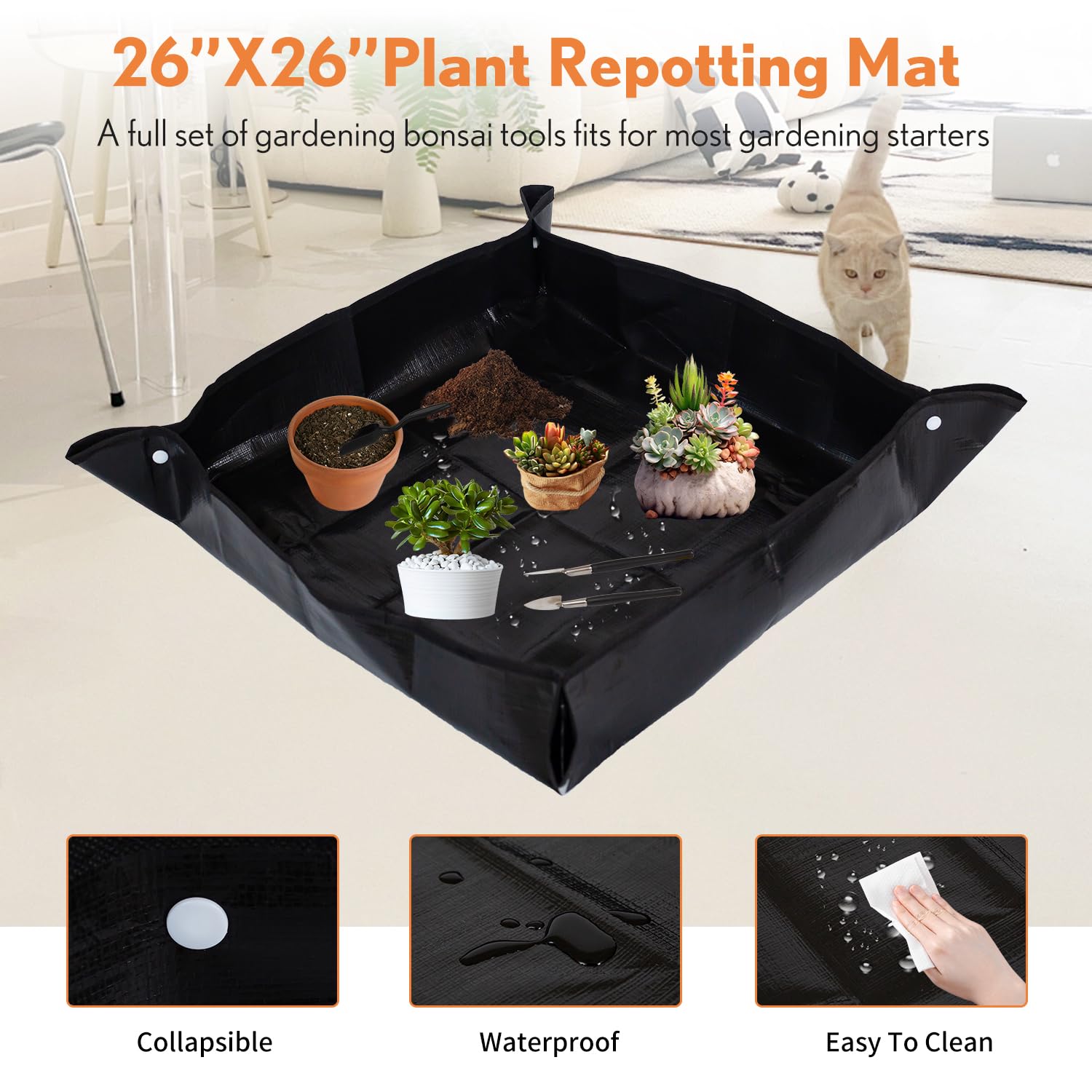 Inntop plant repotting mat 26x26 inch with waterproof, anti-seepage design.