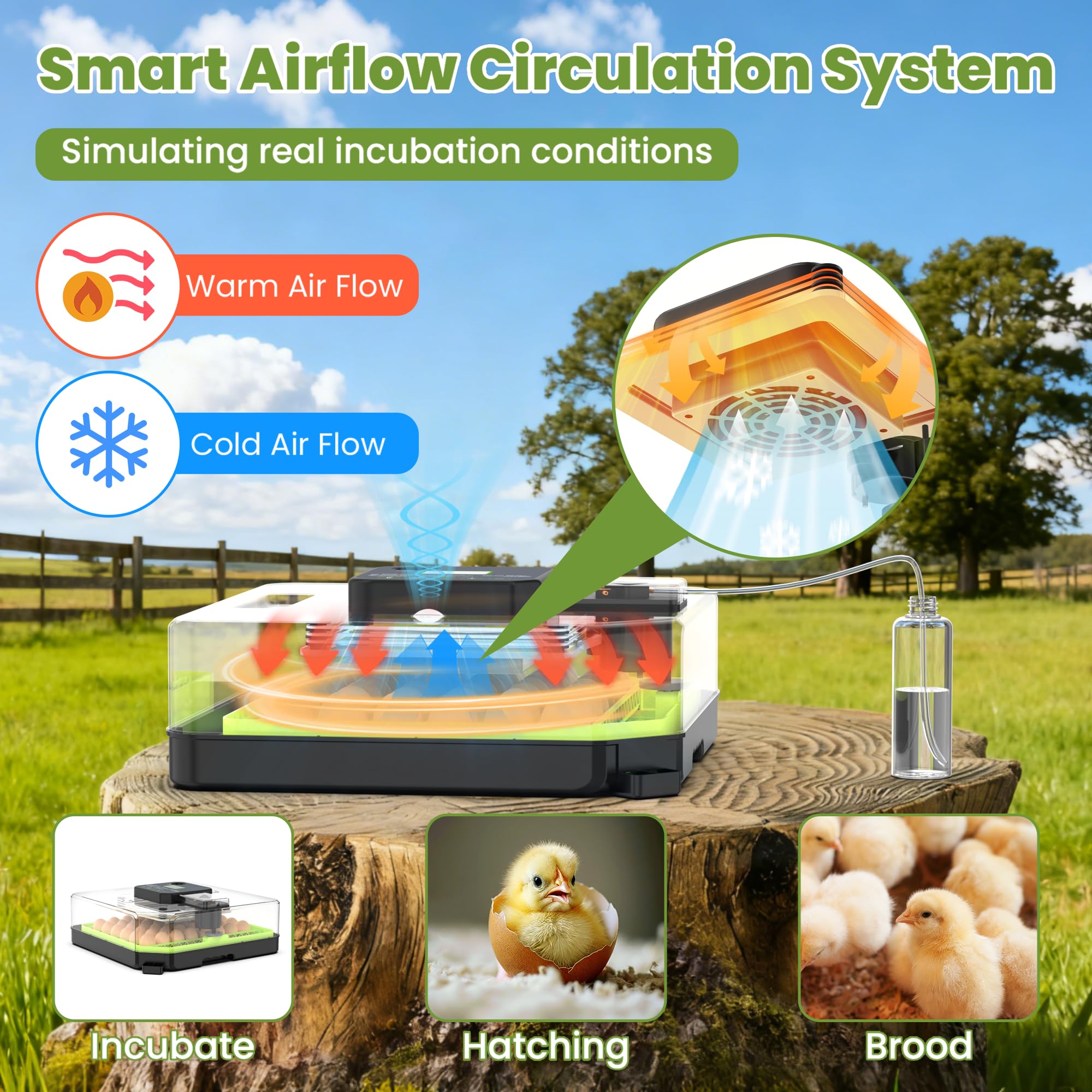 Innvello egg incubator candling light helps you check embryo progress without opening the lid.