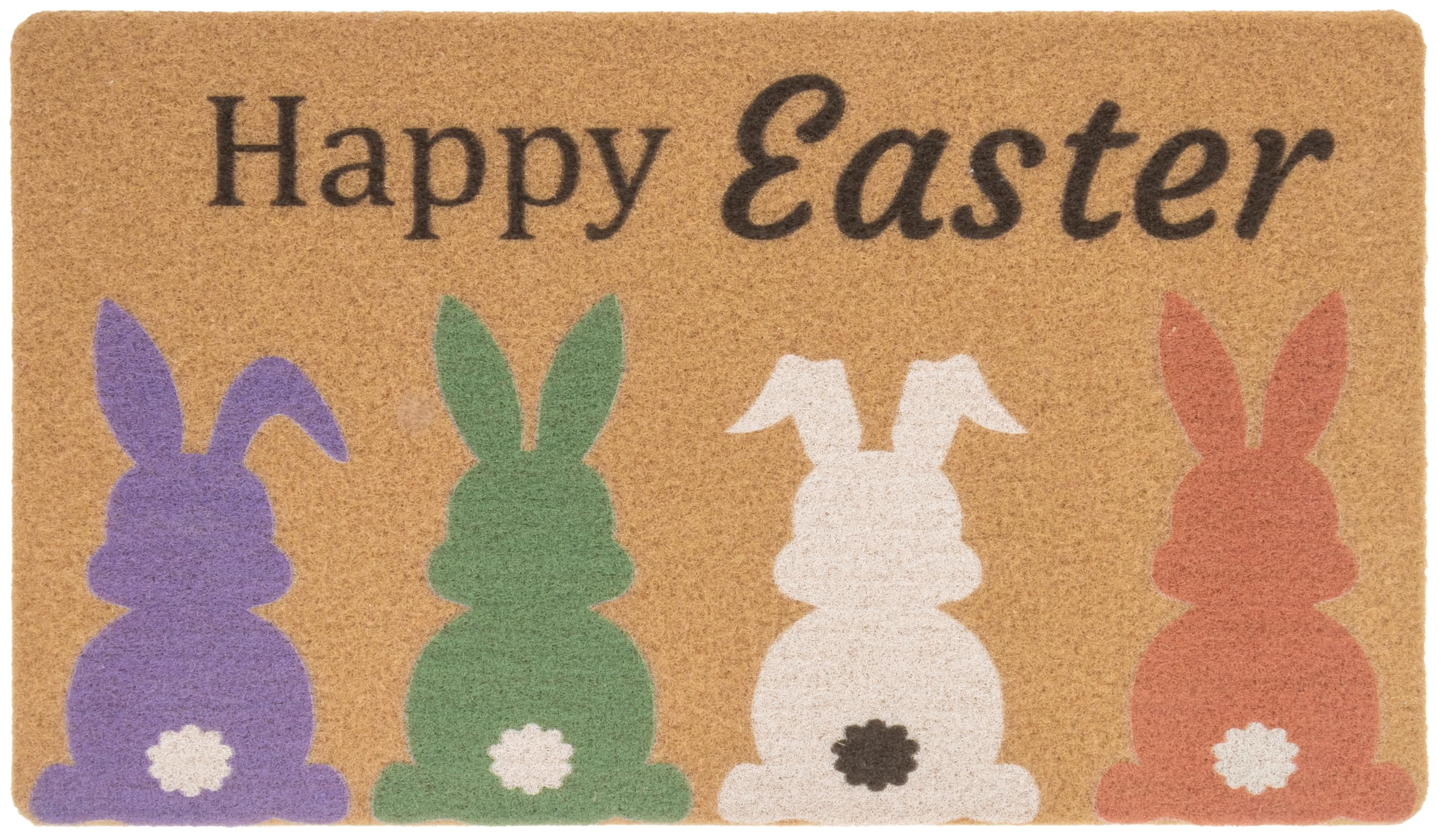 INOGIH Easter-Bunny Front Door Mat with bunny ears welcomes guests outdoors.