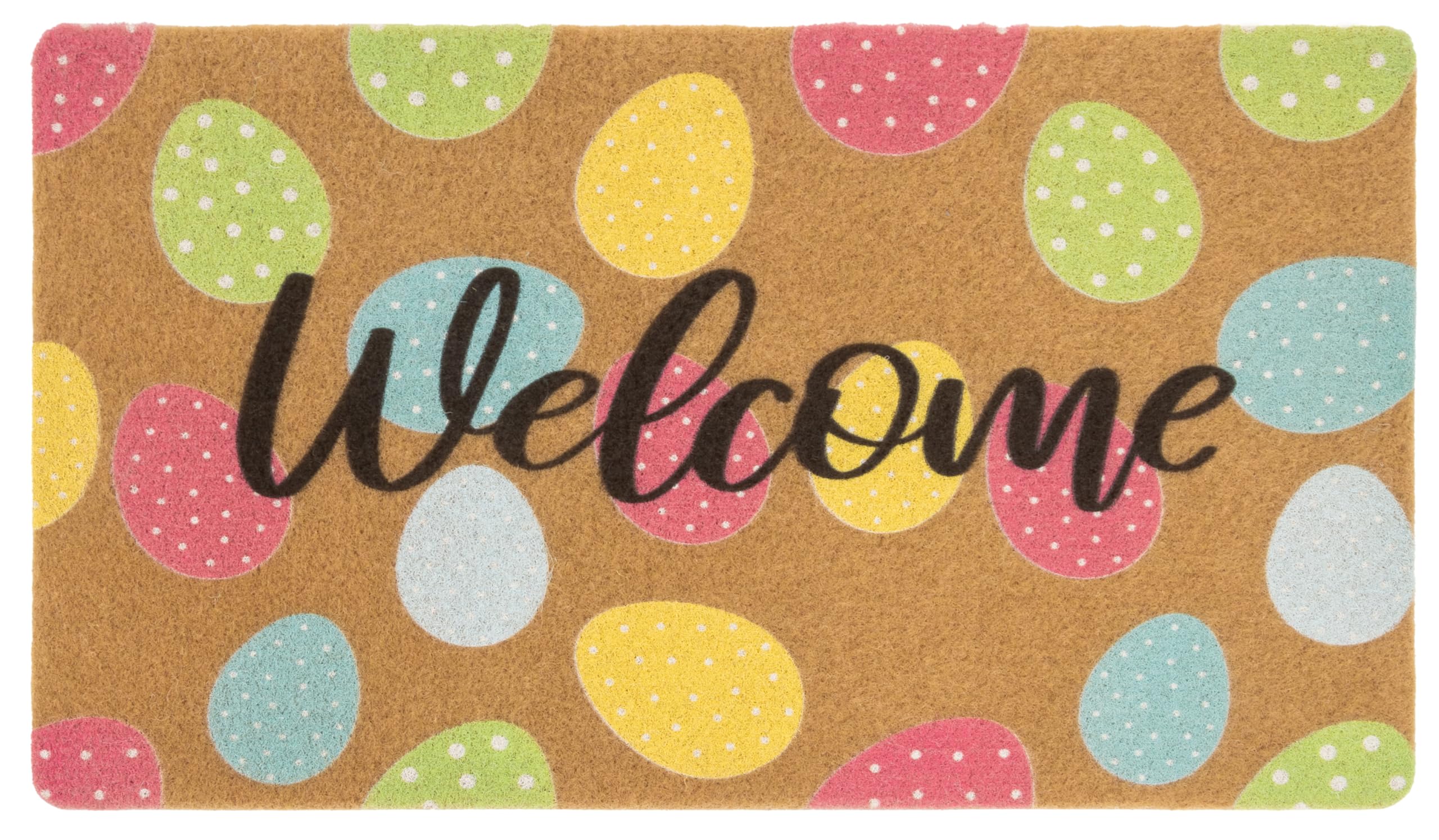 INOGIH Easter Eggs Coir Doormat with durable fibers for high-traffic entrances.