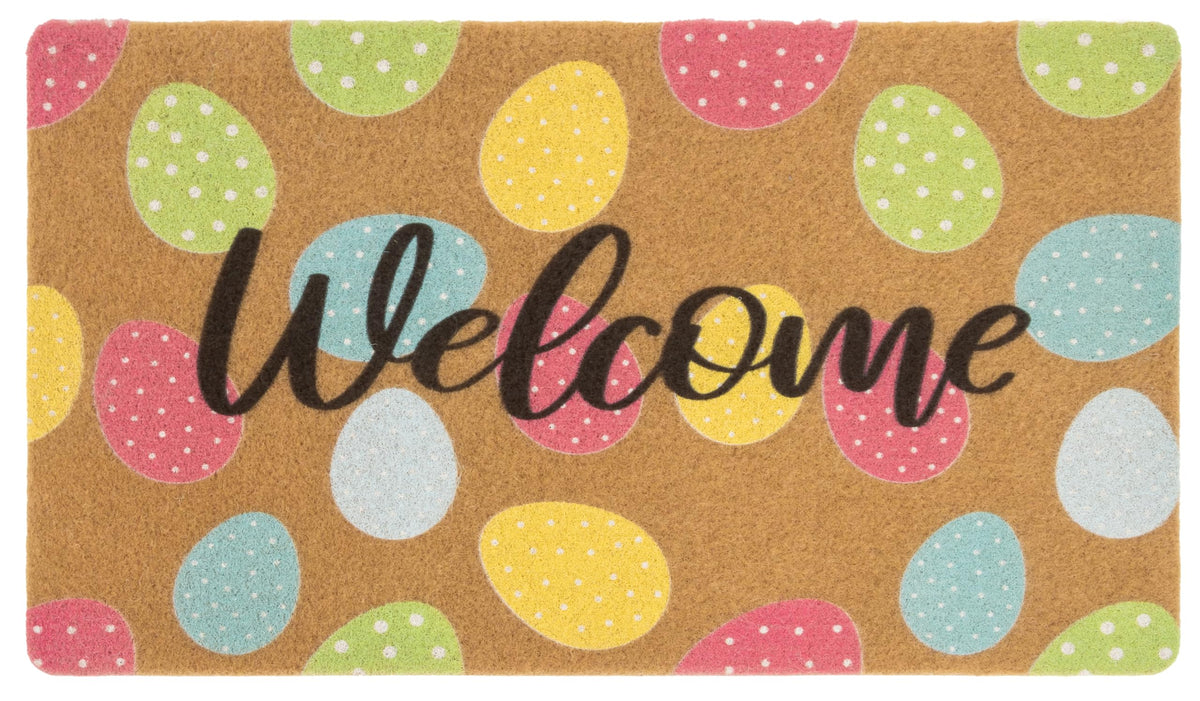 INOGIH Easter Eggs Coir Doormat with durable fibers for high-traffic entrances.