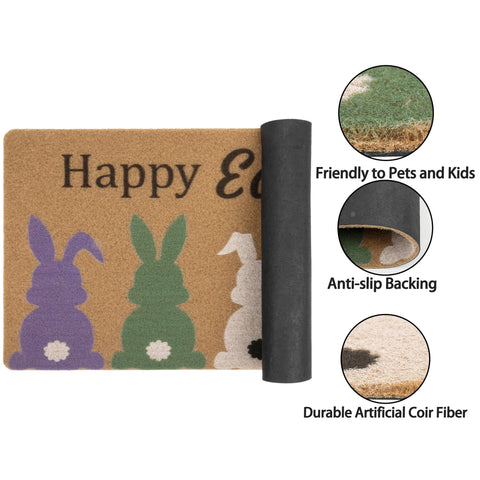INOGIH Easter door mat with decorative eggs for porch decor.