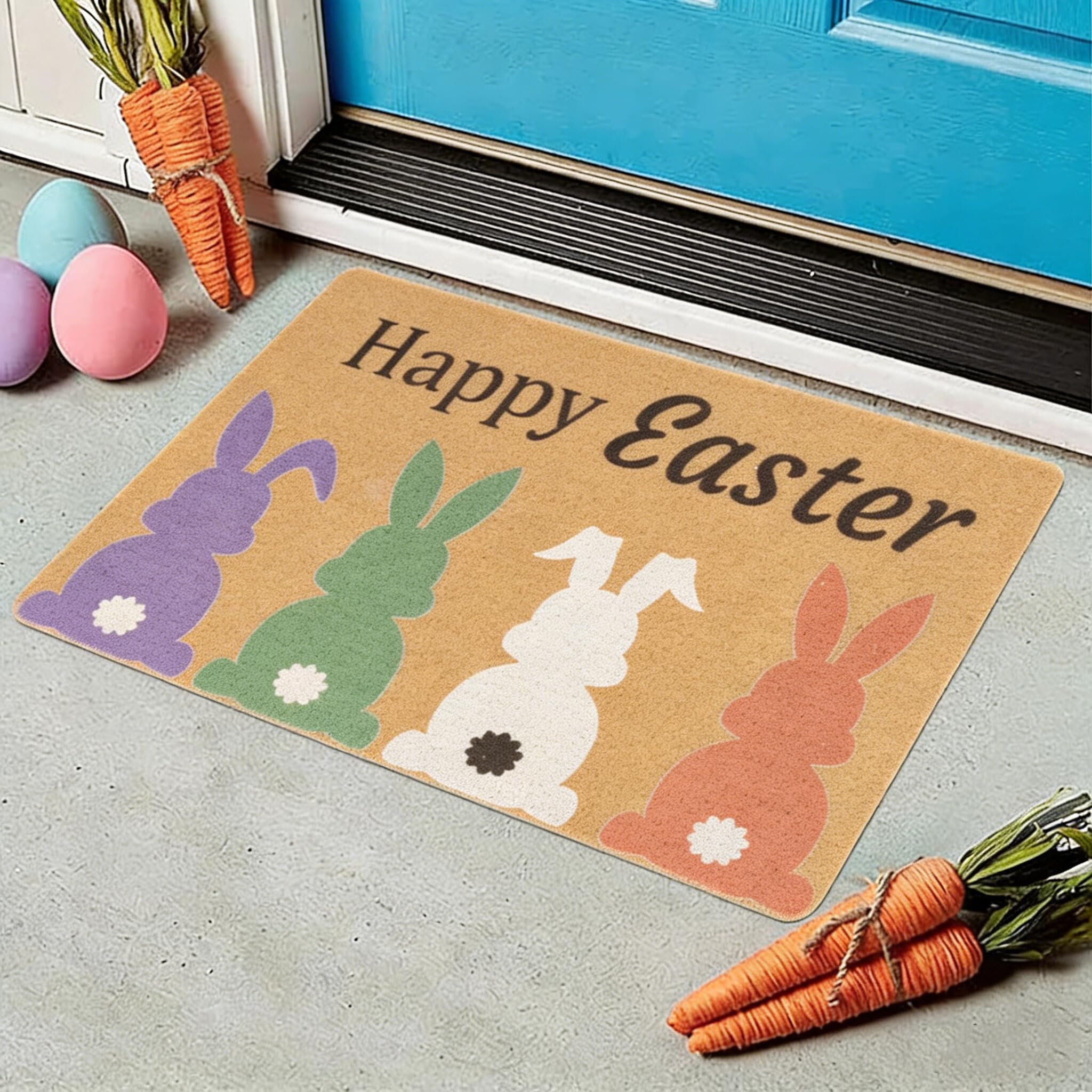INOGIH Seasonal bunny rug sets a cheerful tone at home entry.