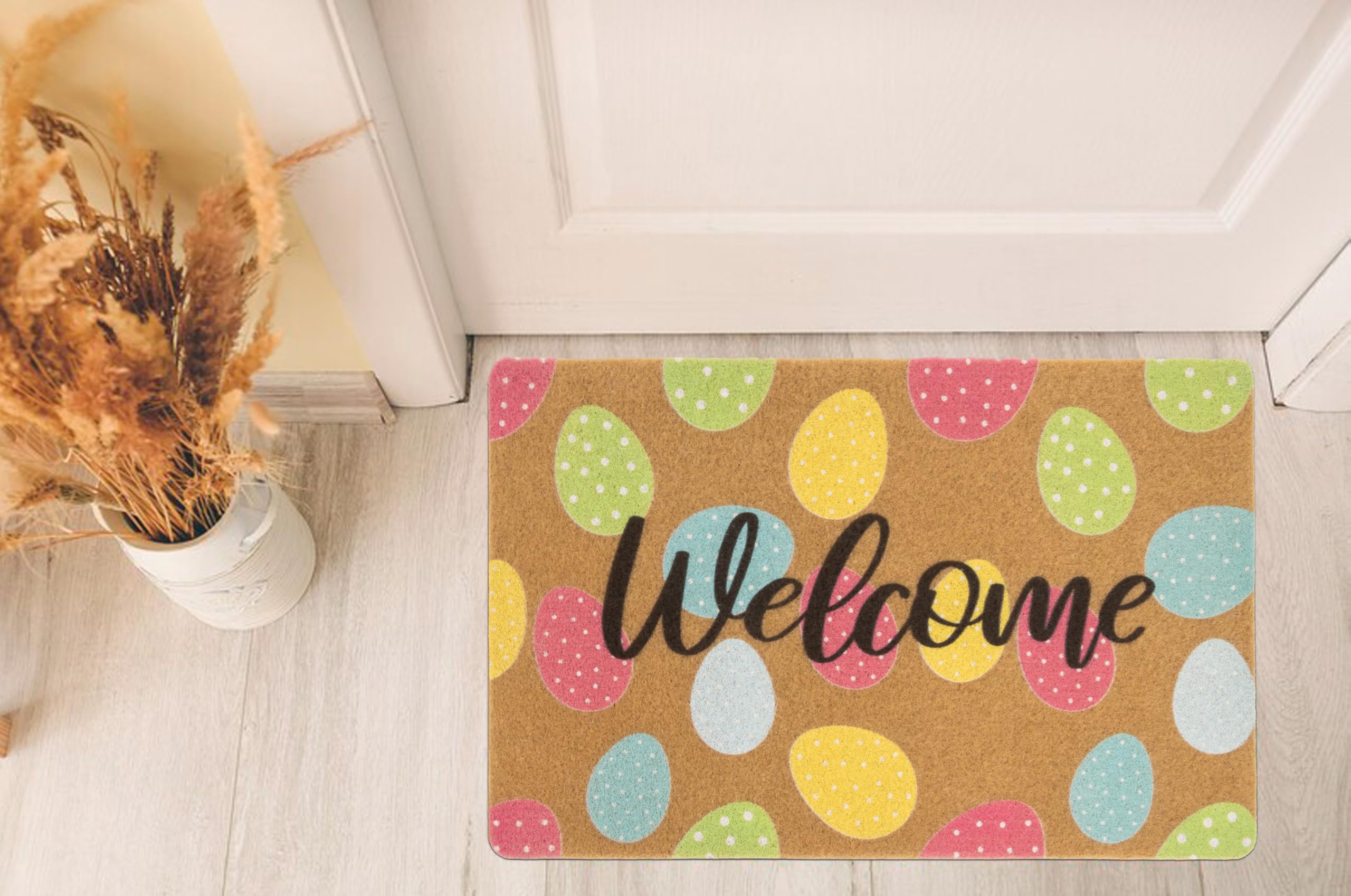 Tightly woven coir traps dirt and moisture while welcoming guests.