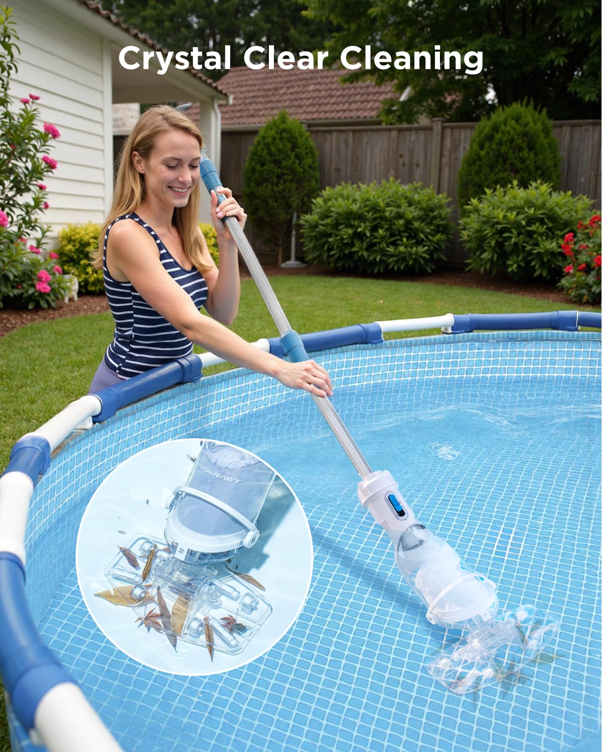 InoKraft cordless pool cleaner operates cable-free for easy cleaning.
