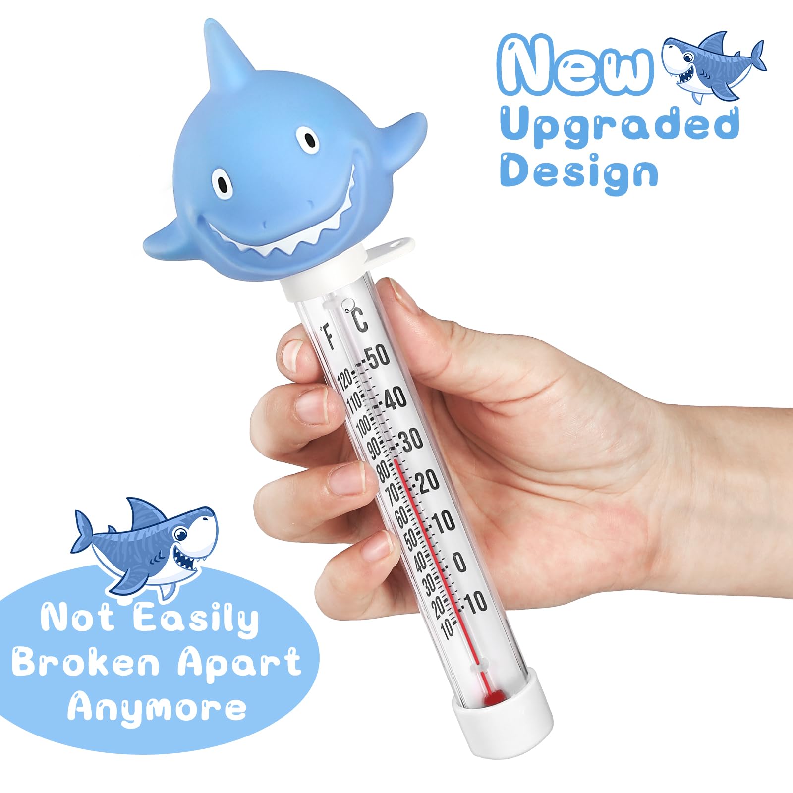 Inpool shatter-resistant pool thermometer designed for outdoor and indoor use.