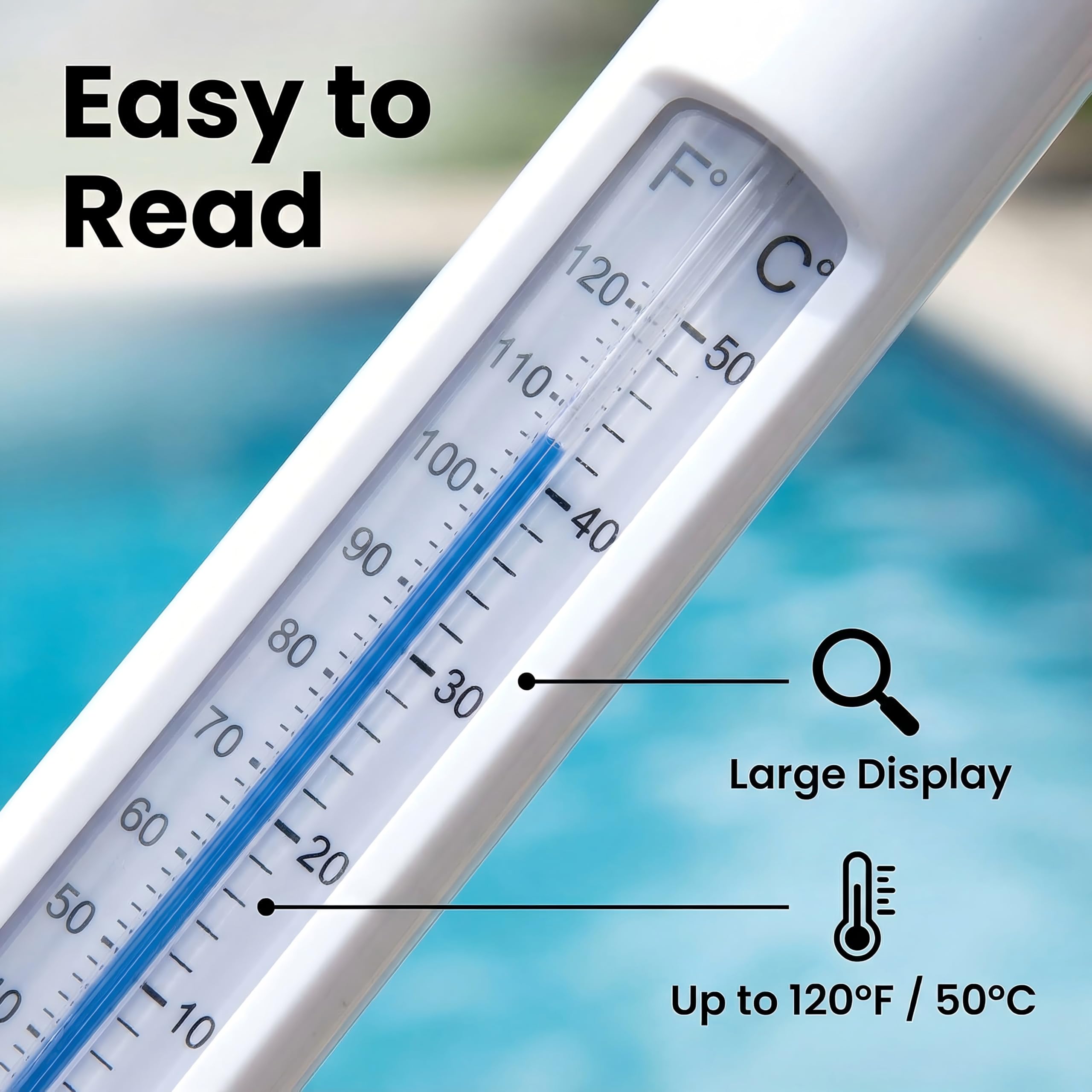 Inpool thermometer suitable for spa, hot tub, aquarium readings